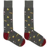 Grey Cheese And Wine Socks