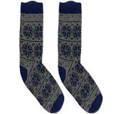 Grey And Blue Pattern Short Crew Socks