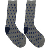 Grey And Blue Polka Short Crew Socks