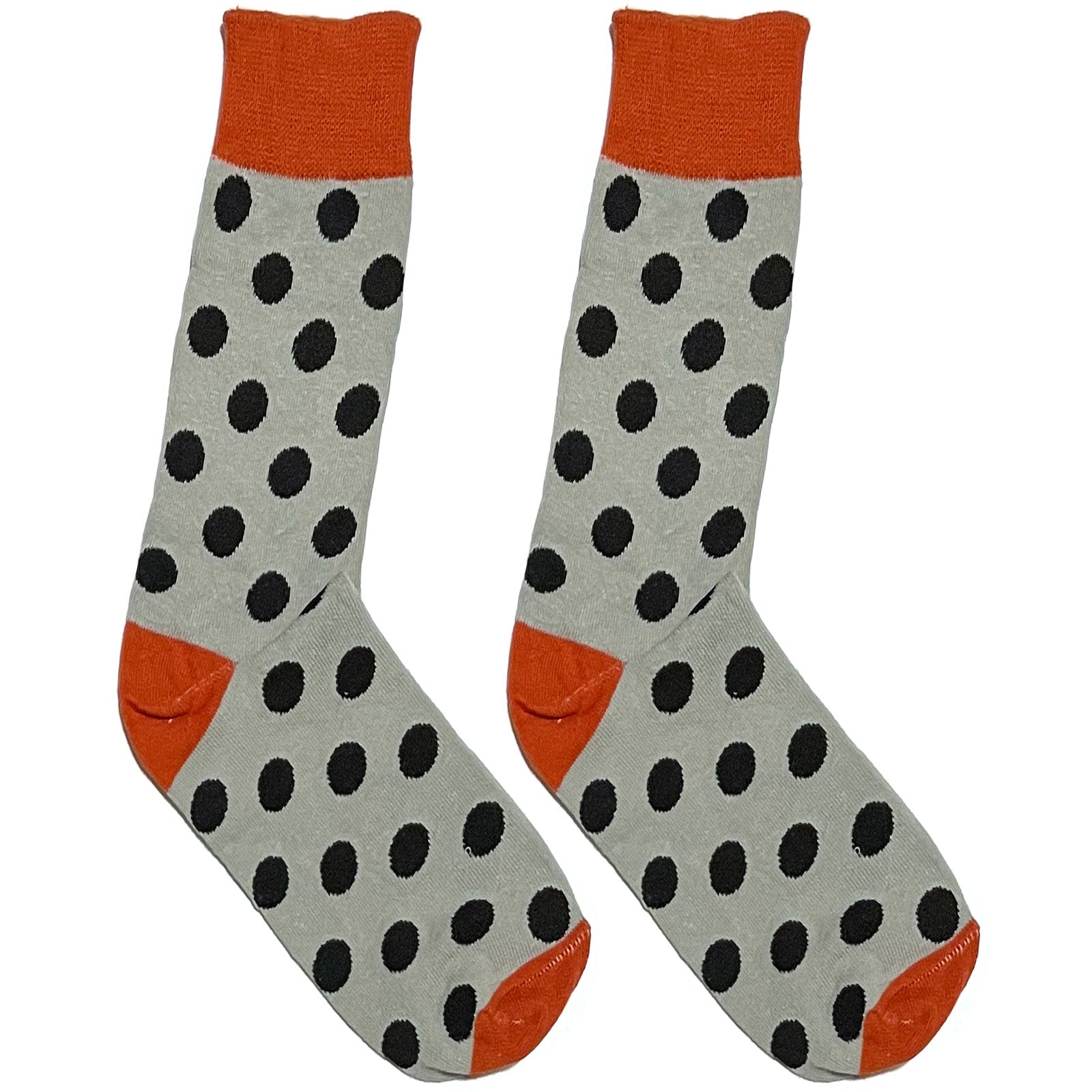 Grey And Orange Polka Short Crew Socks