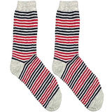 Grey And Red Stripe Short Crew Socks