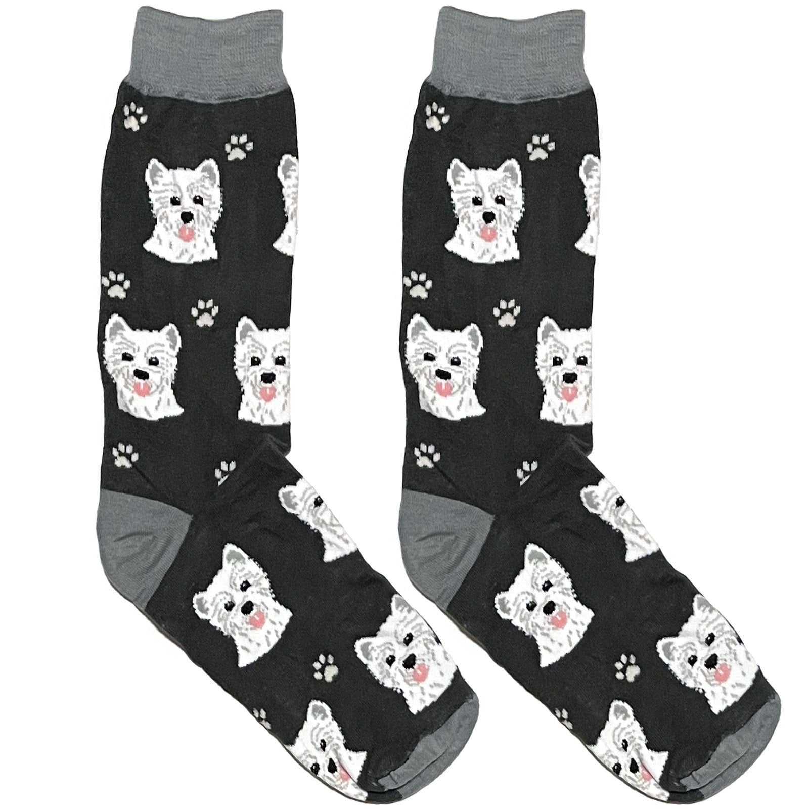 Grey And White Cute Puppy Short Crew Socks