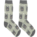Grey Cute Cat Short Crew Socks