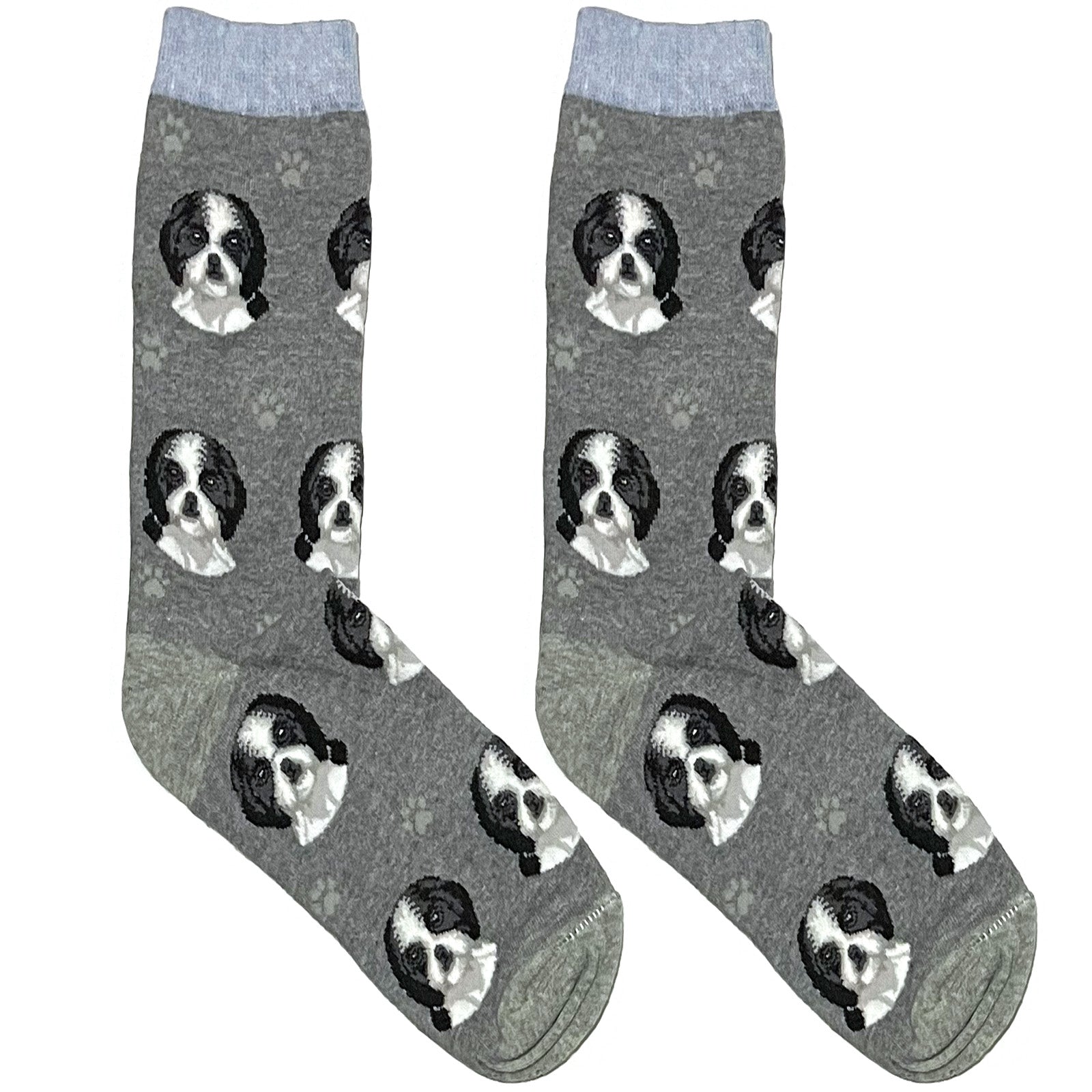 Grey Cute Dog Short Crew Socks