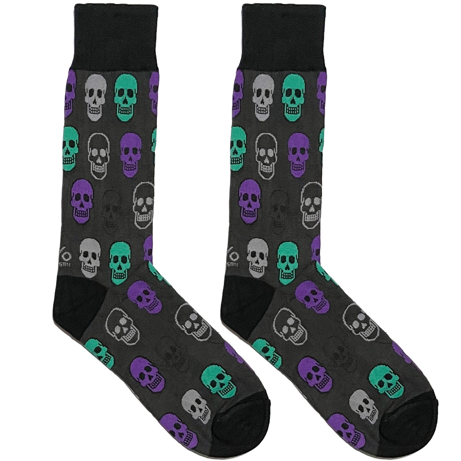 Grey Multicolor Skull Socks