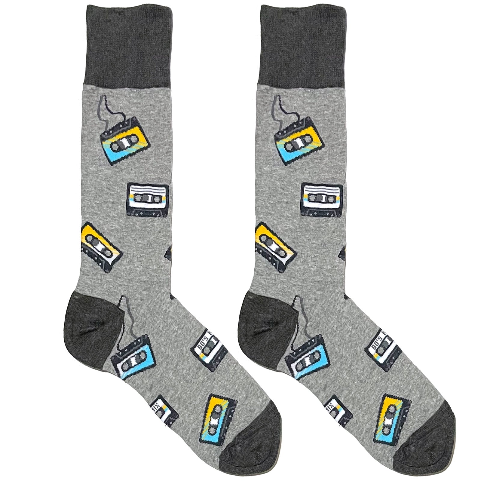 Grey Music Cassette Socks