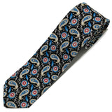 Light Blue And Black Floral Tie