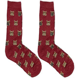 Maroon Owl Short Crew Socks