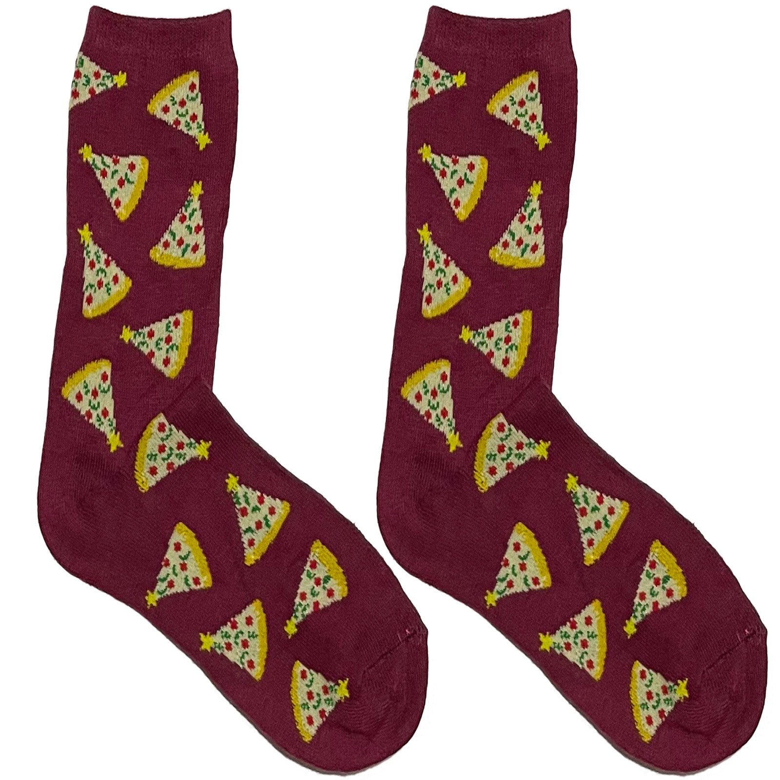 Maroon Pizza Short Crew Socks