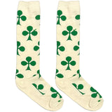 Off White And Green Leaf Short Crew Socks