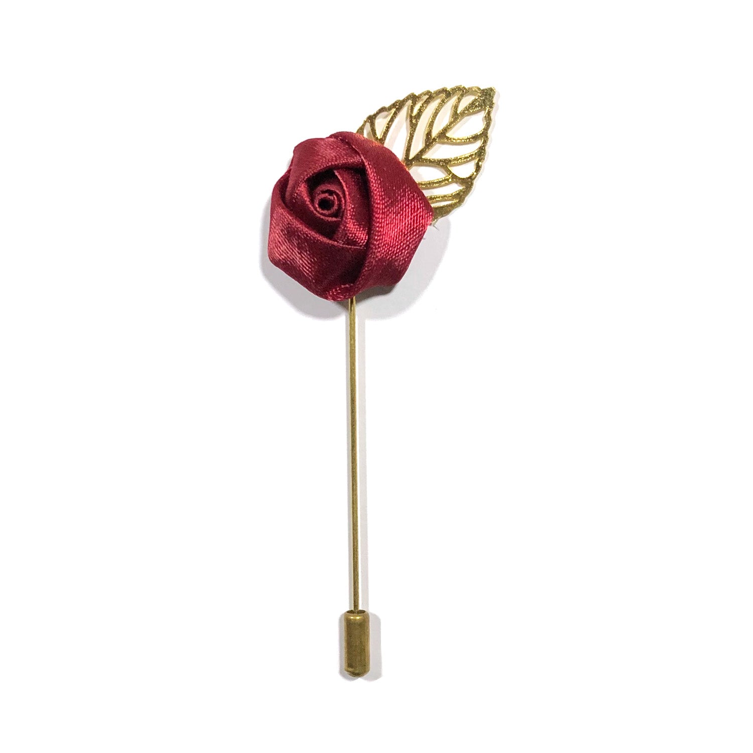 Floral and Leaf Maroon Lapel Pin