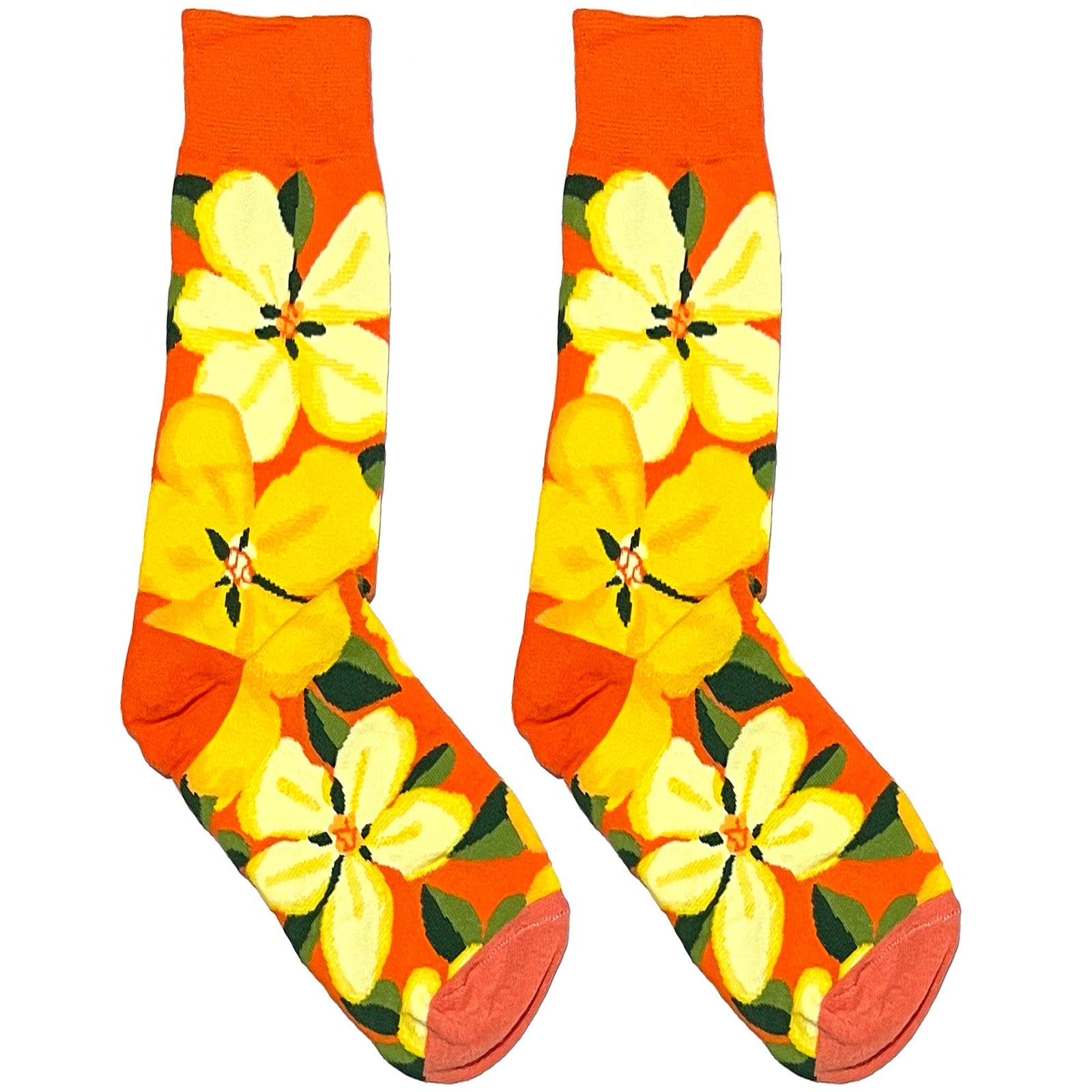 Orange Floral Short Crew Socks