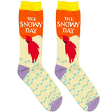 Orange And White Snowy Day Short Crew Socks