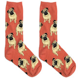 Peach Pug Short Crew Socks