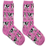 Pink Cow Short Crew Socks