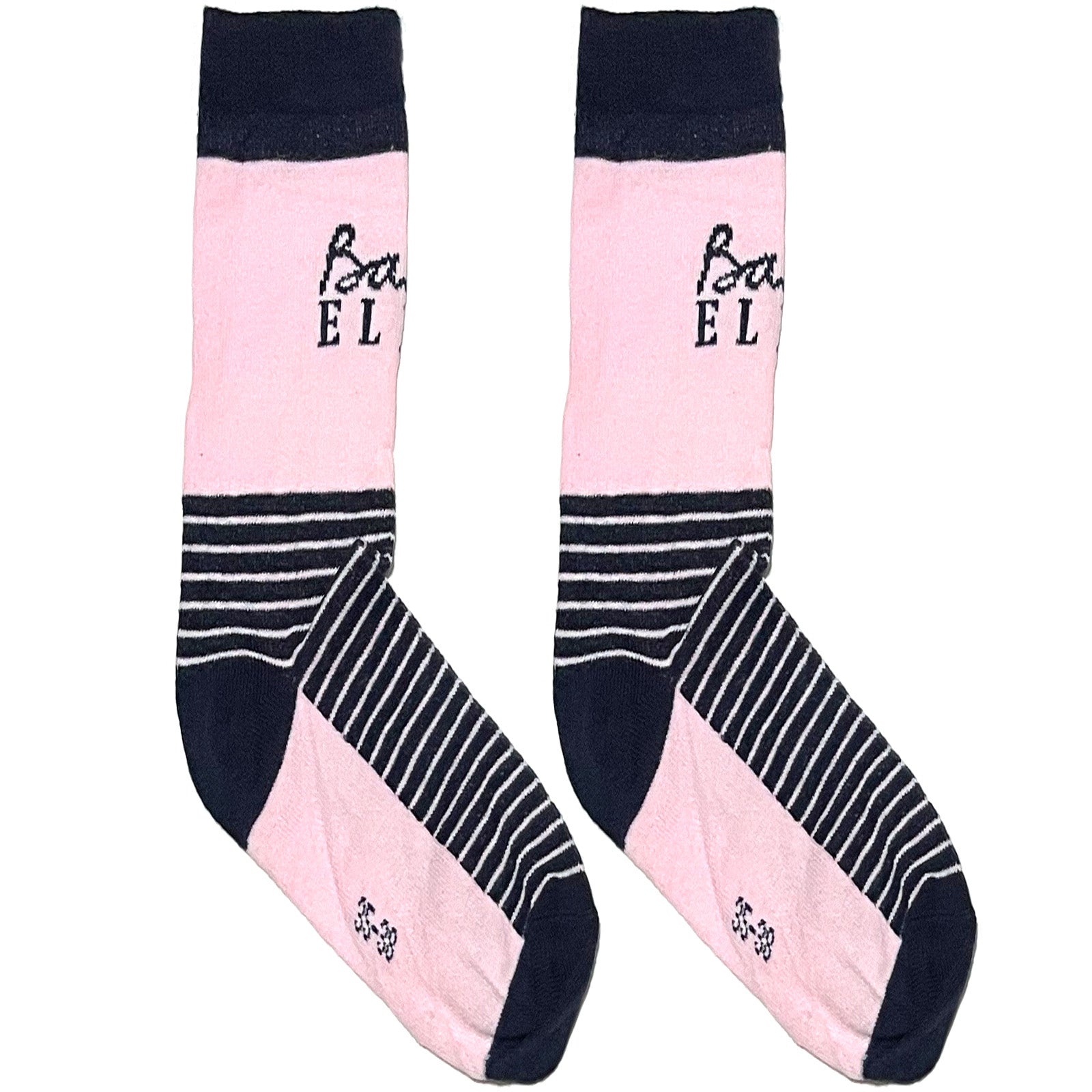 Pink And Black Stripe Short Crew Socks