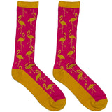 Pink And Golden Flamingo Short Crew Socks