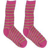 Pink And Green Stripes Short Crew Socks
