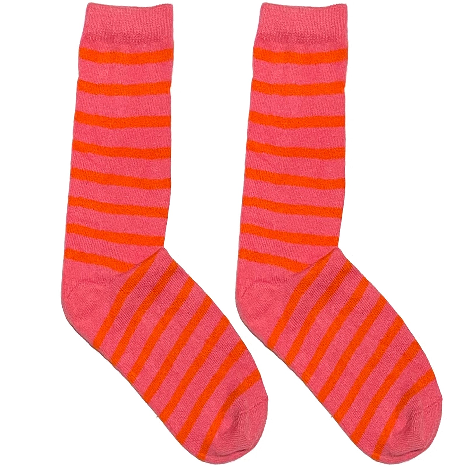 Pink And Orange Stripes Short Crew Socks