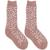 Pink And White Dotted Short Crew Socks