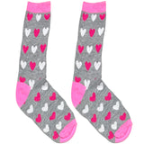 Pink And White Heart Short Crew Socks
