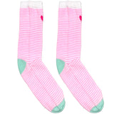 Pink And White Heart Stripes Short Crew Socks