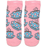 Pink Friends Tea Cup Ankle Socks