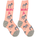 Pink Wild About You Zebra Short Crew Socks