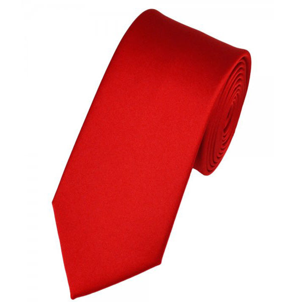Solid Blood Red Polyester Tie