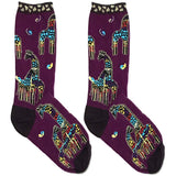 Purple Bling Giraffe Short Crew Socks