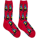 Red Cozy Cat Short Crew Socks