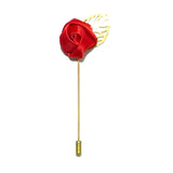 Red Flower Stem Lapel Pin