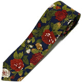 Red Rose And Leaves Floral Tie