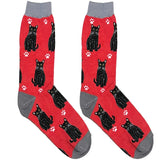 Red And Black Cat Short Crew Socks