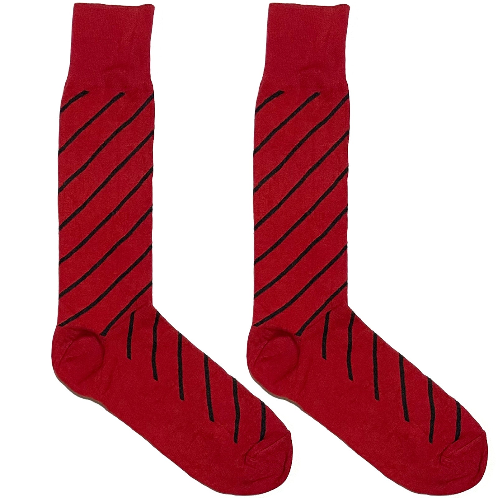 Red And Black Diagonal Stripe Socks