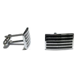 Silver And Black Lines Cuff Link