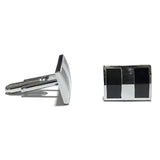 Silver And Black Middle Line Cuff Link