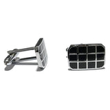 Silver And Black Oval Pattern Cuff Link