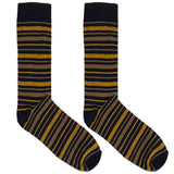 Navy Blue And Yellow Stripe Socks