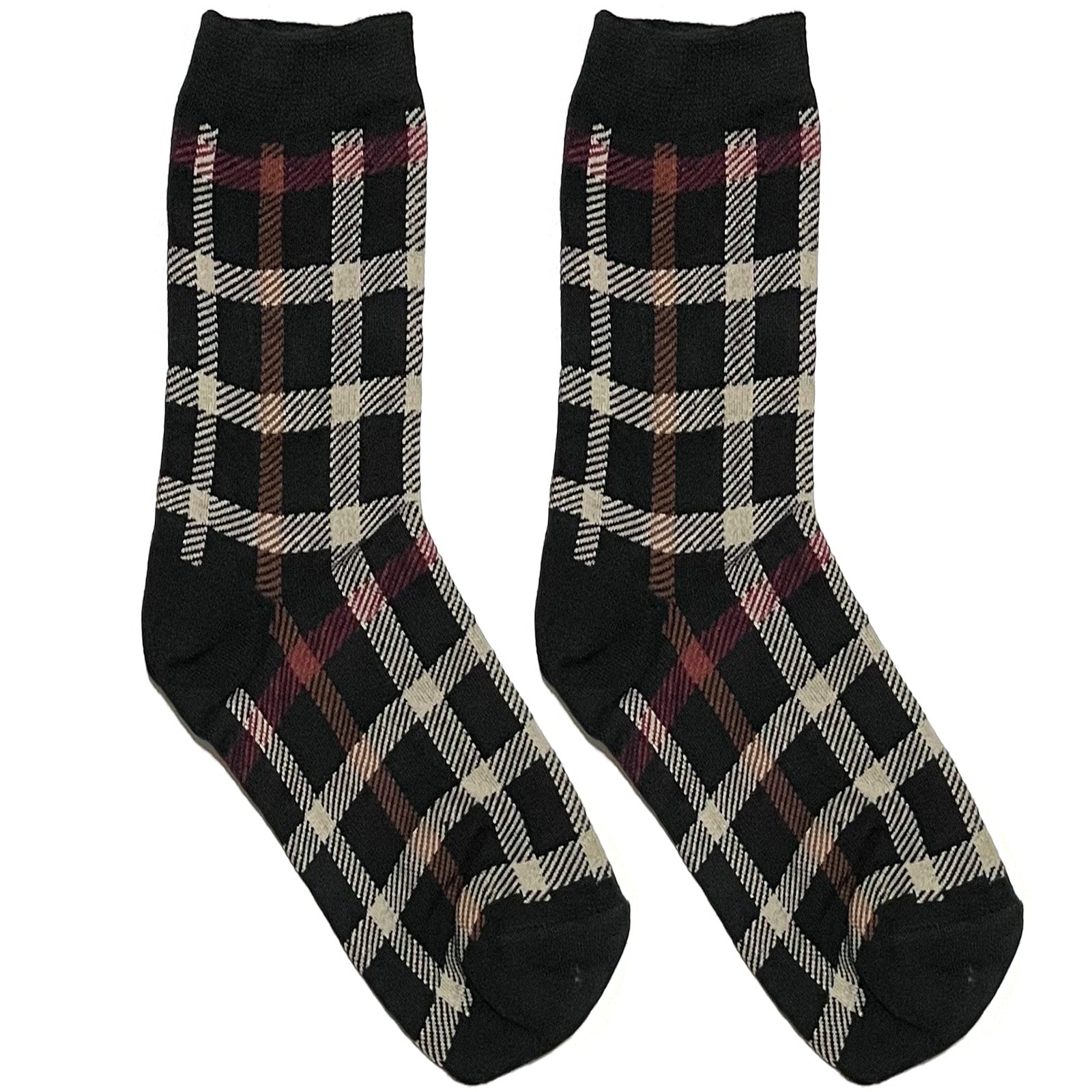 White And Red Chequered Short Crew Socks