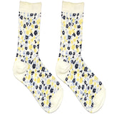 White And Yellow Floral Short Crew Socks