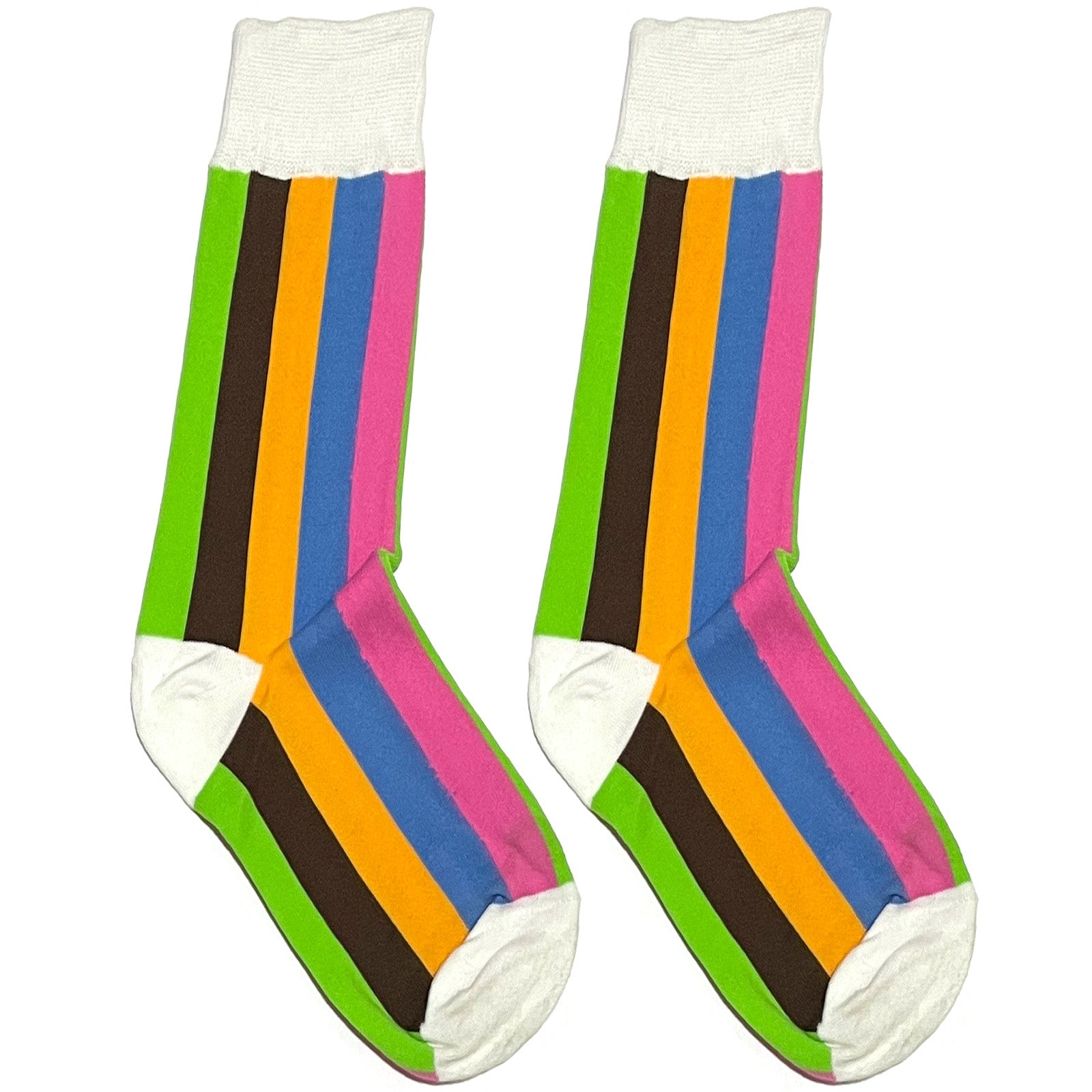 White Multicolor Stripes Short Crew Socks
