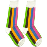 White Multicolor Stripes Short Crew Socks