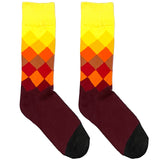 Yellow And Maroon Diamond Short Crew Socks