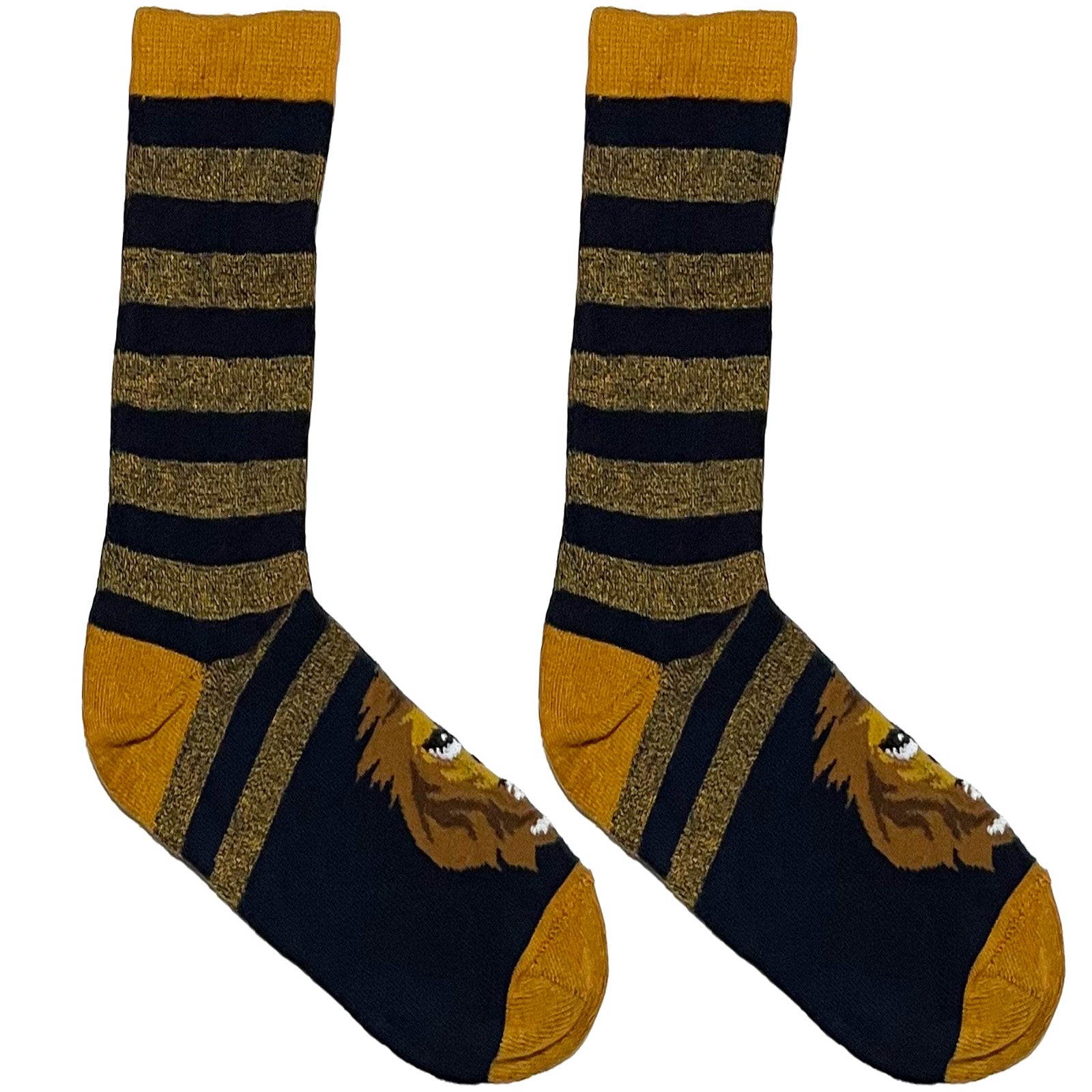 Yellow And Blue Lion Stripes Short Crew Socks