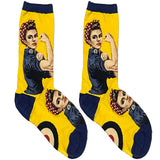 Yellow Rosie The Riveter Short Crew Socks