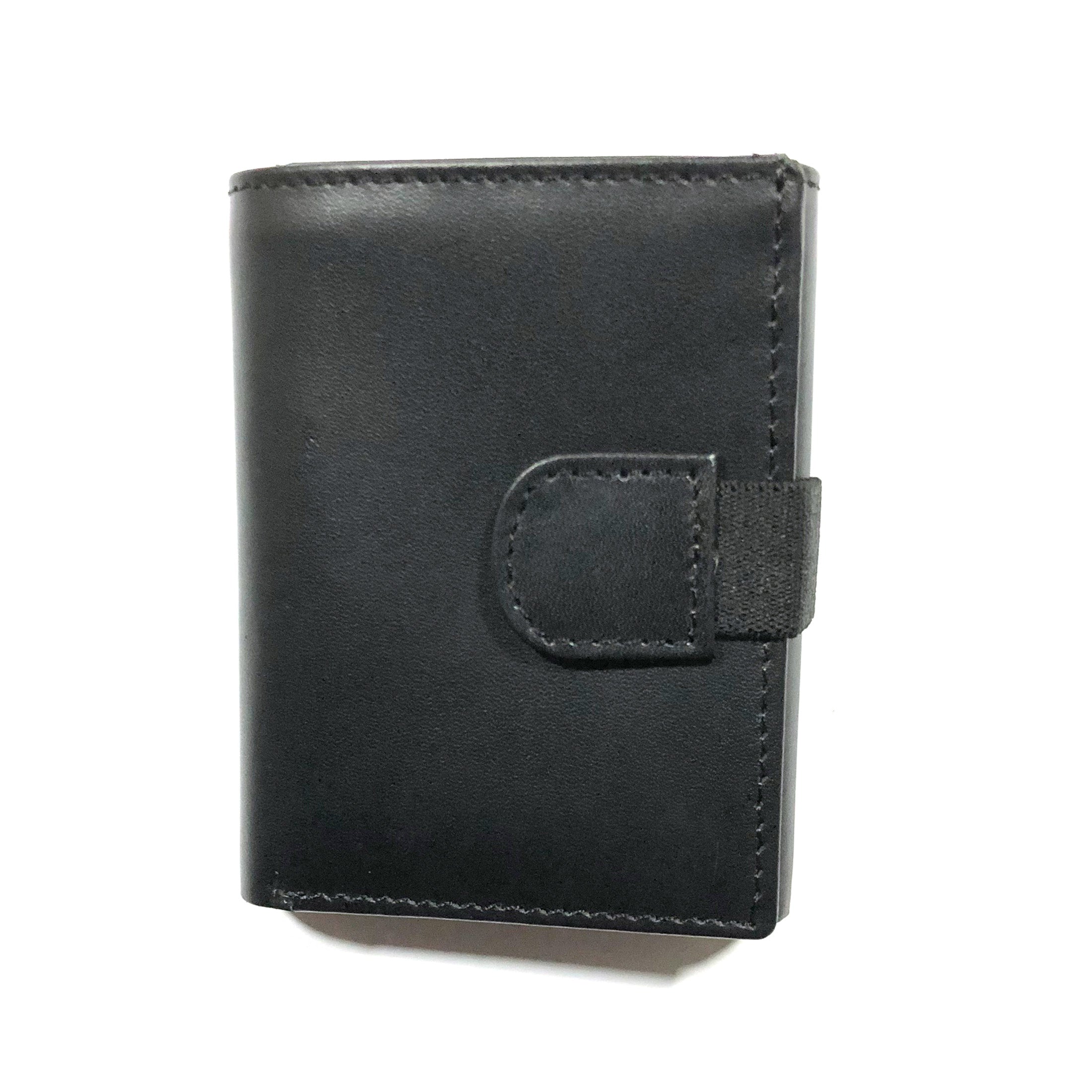 Black Triple Fold Pure Cow Leather Wallet
