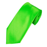 Solid Electric Green Polyester Tie