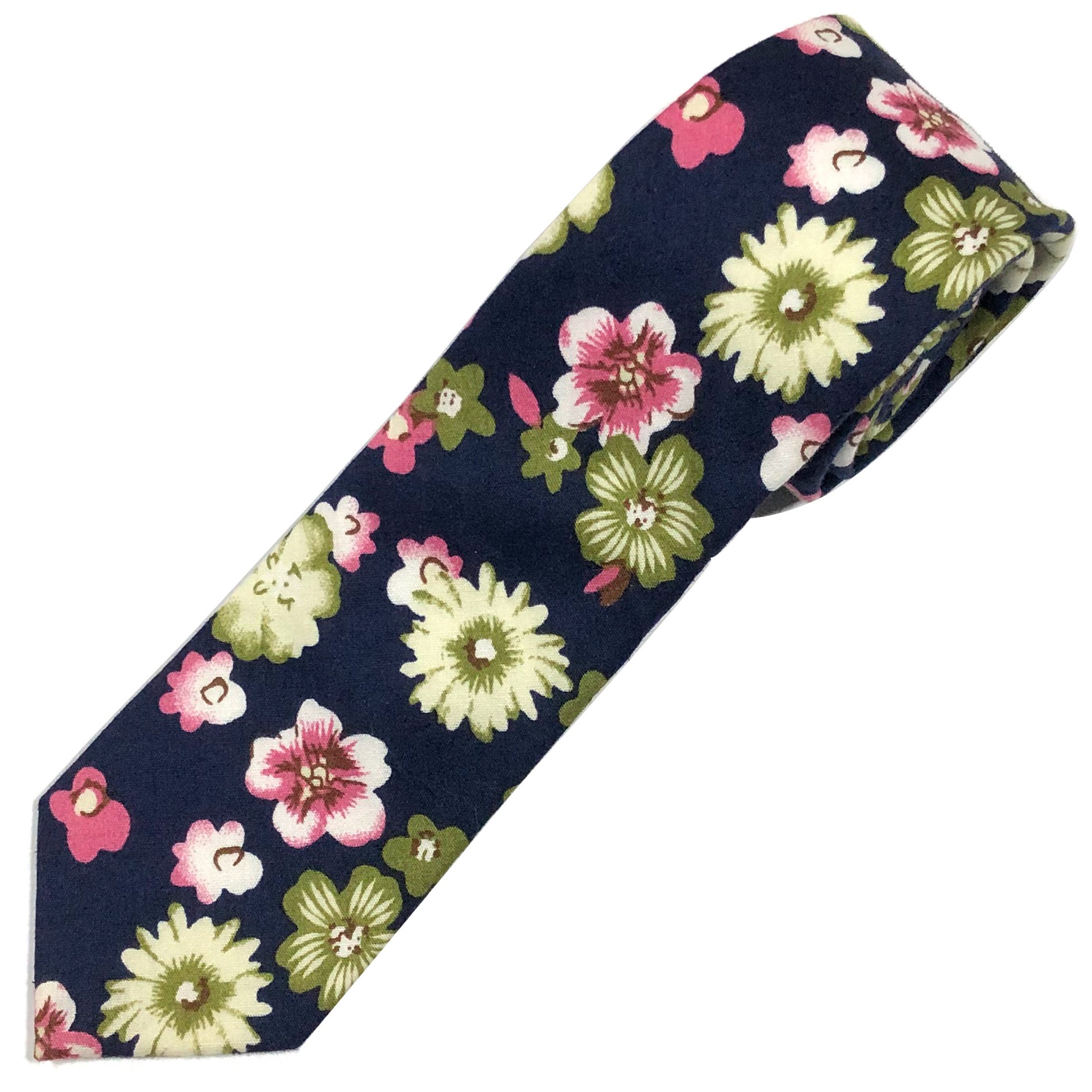Blue and Green Floral Tie