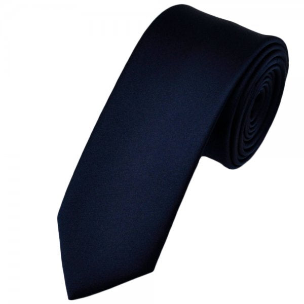 Solid Navy Blue Polyester Tie
